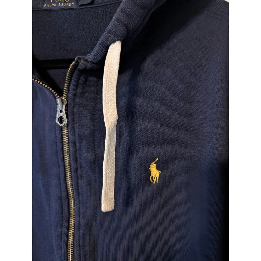 Polo Ralph Lauren Full Zip Hoodie Men Large Navy Pony Embroidered Old Money Prep